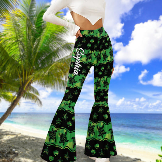 Cute Waves - Personalized Turtle Flare Leggings