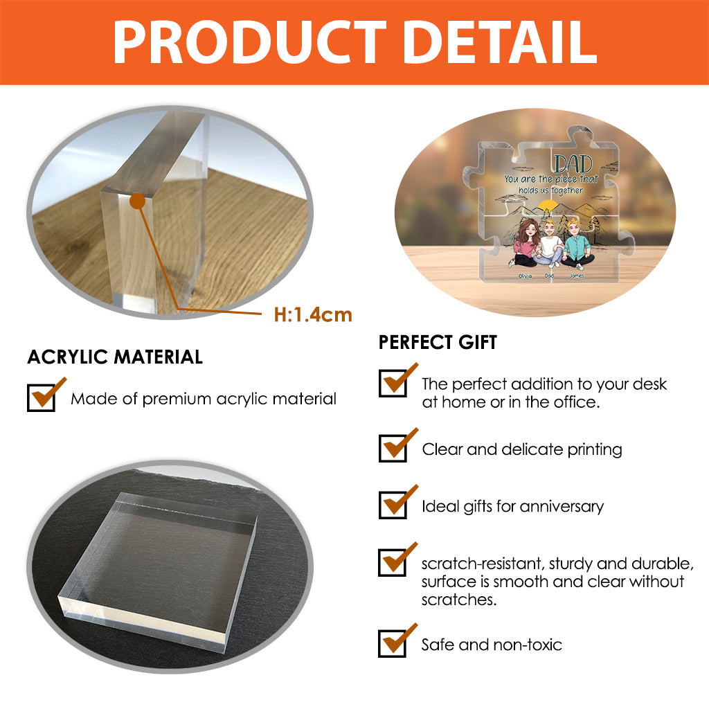 Dad You Are The Piece - Personalized Father's Day Father Custom Shaped Acrylic Plaque