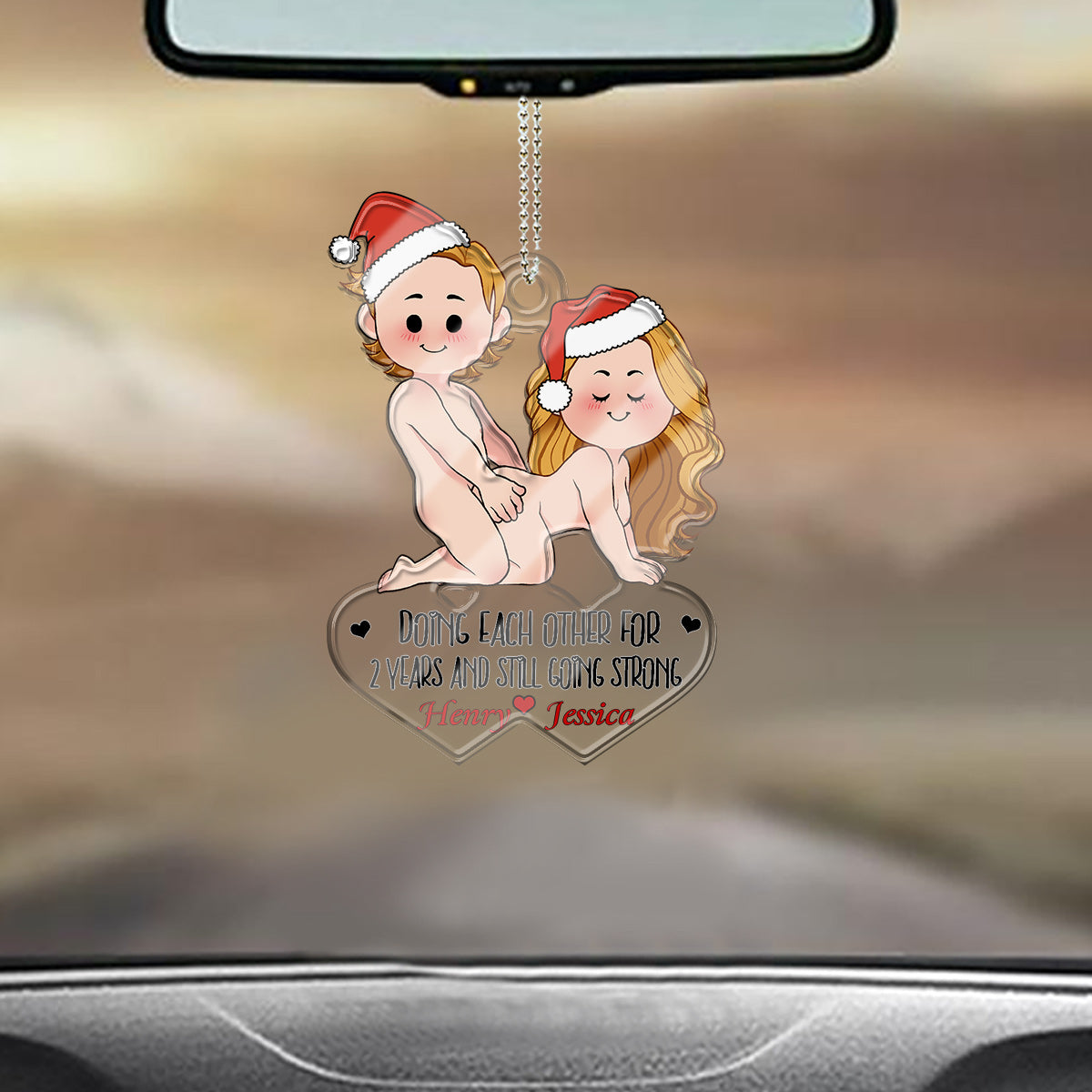 Doing Each Other - Personalized Couple Custom Shaped Car Ornament