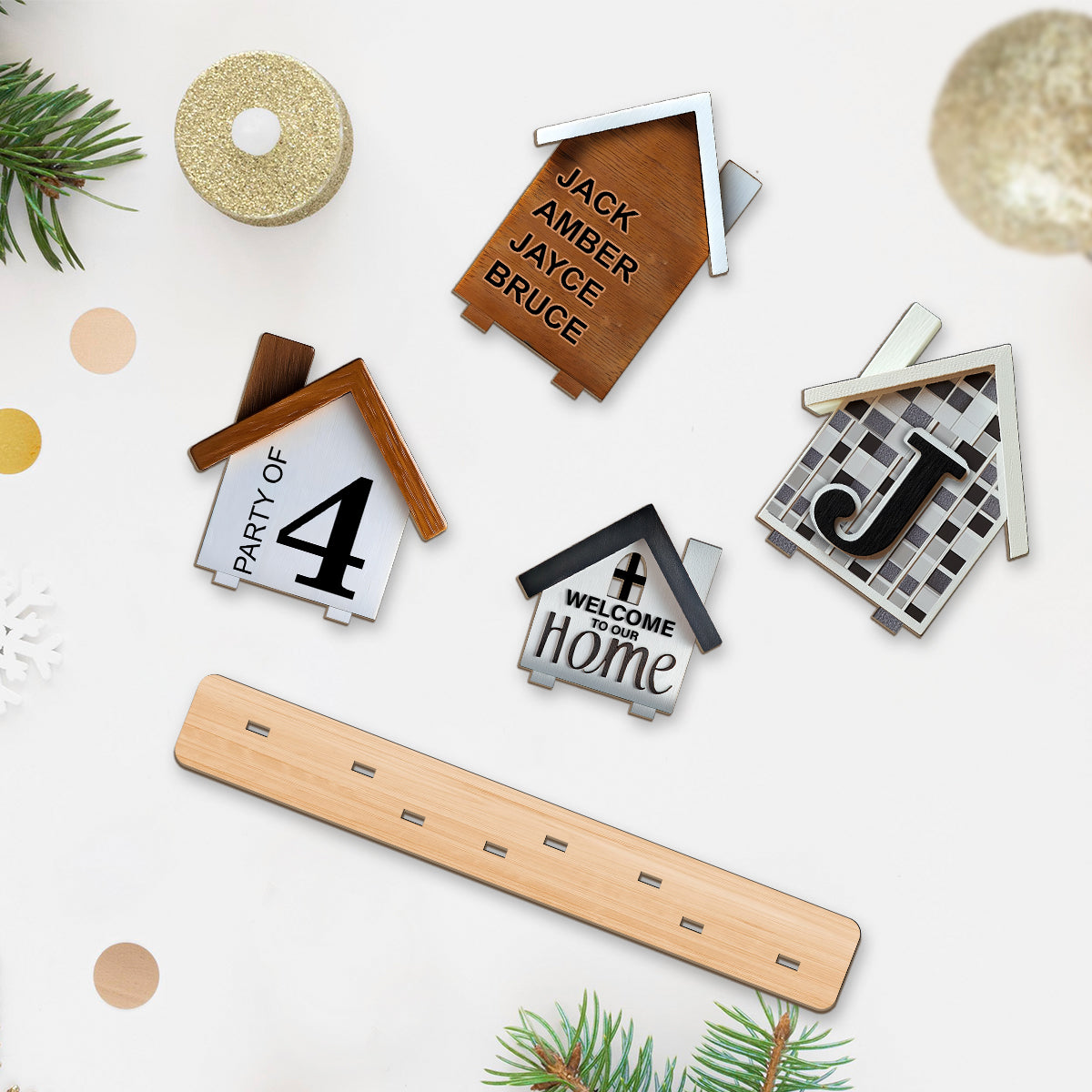 Family Standing House Centerpiece - Personalized Family 2 Layered Big Freestanding