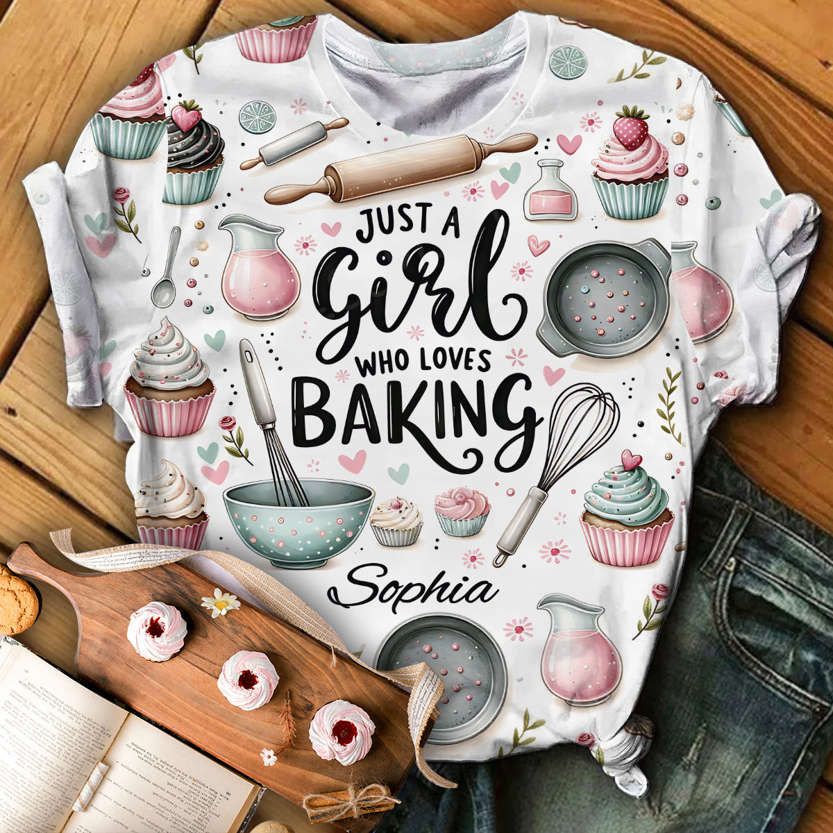 Just A Girl Who Loves Baking - Personalized Baking All Over Shirt