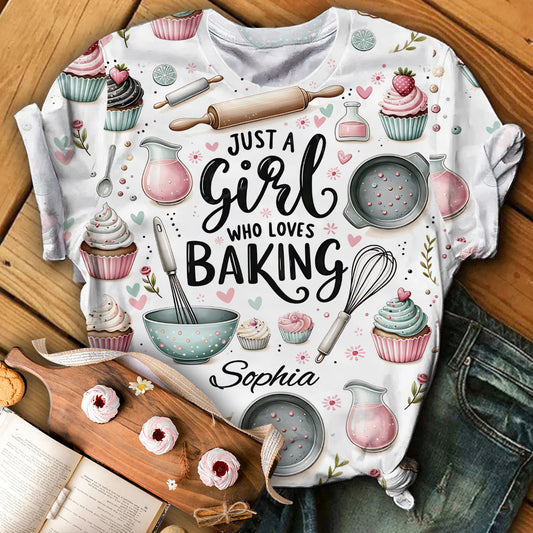 Just A Girl Who Loves Baking - Personalized Baking All Over Shirt