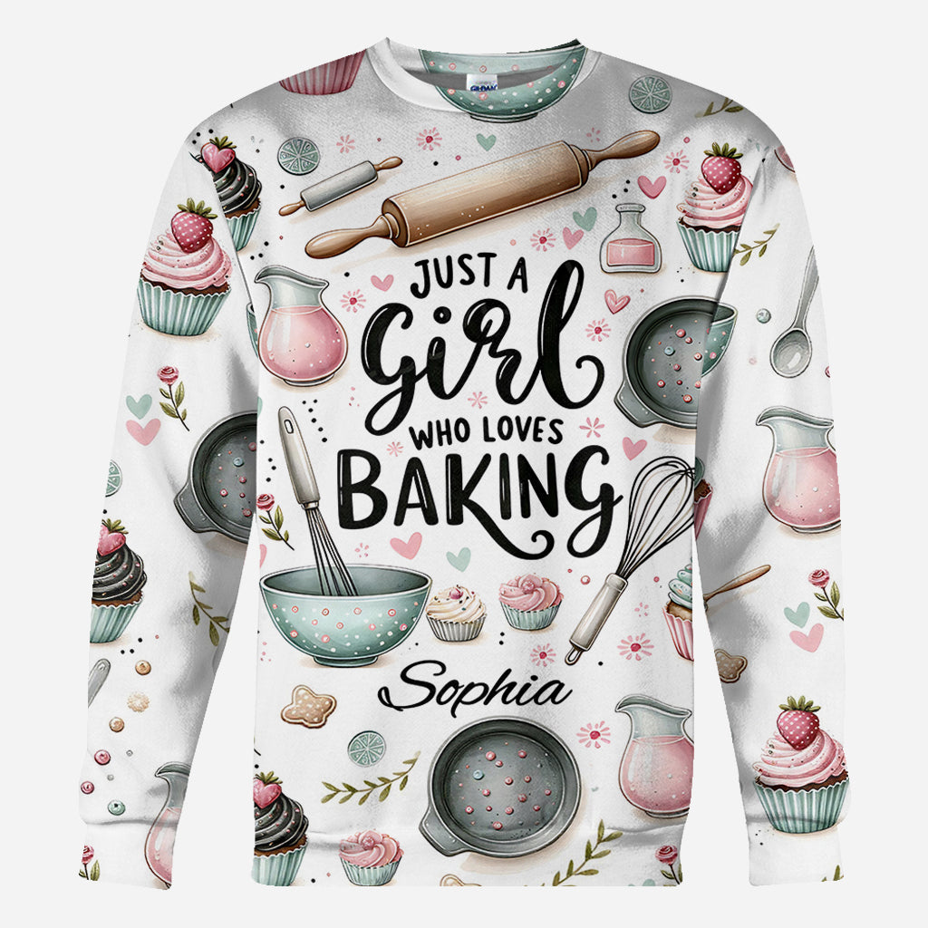 Just A Girl Who Loves Baking - Personalized Baking All Over Shirt