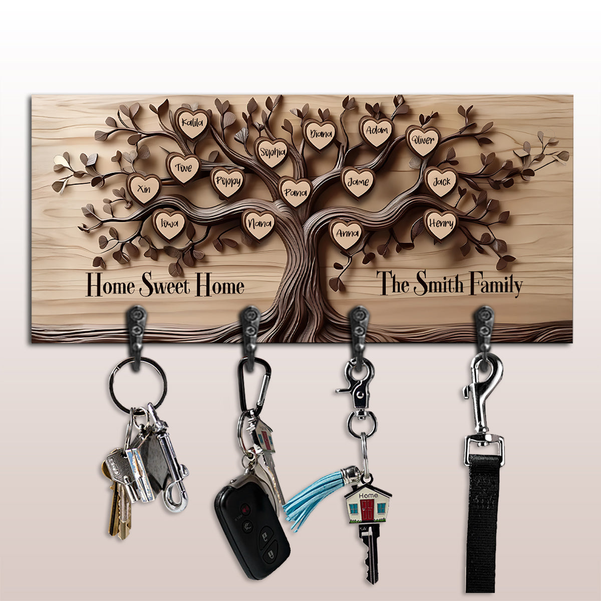 Home Sweet Home - Personalized Family Key Rack