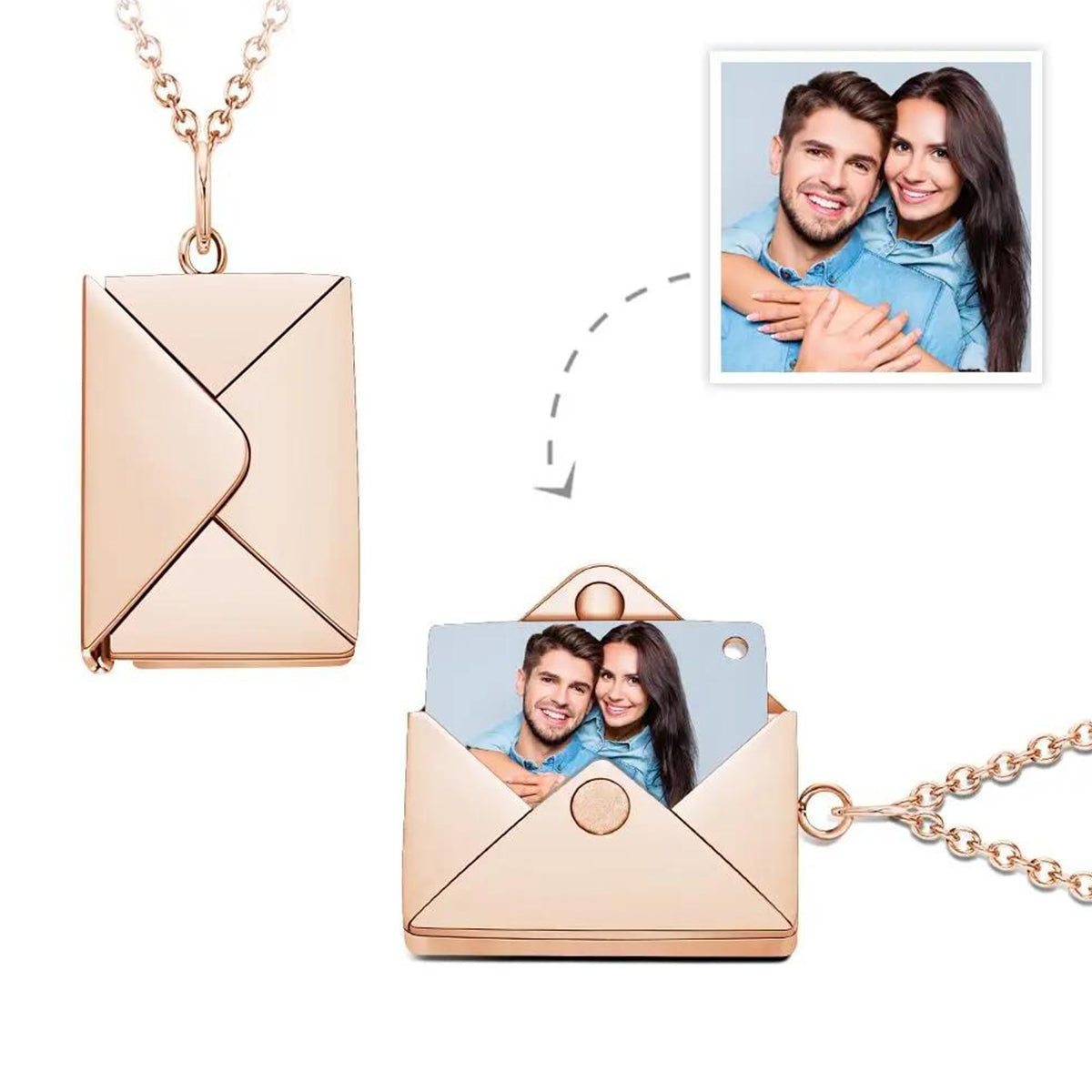Any Photo Letter Envelope - Personalized Envelope Necklace