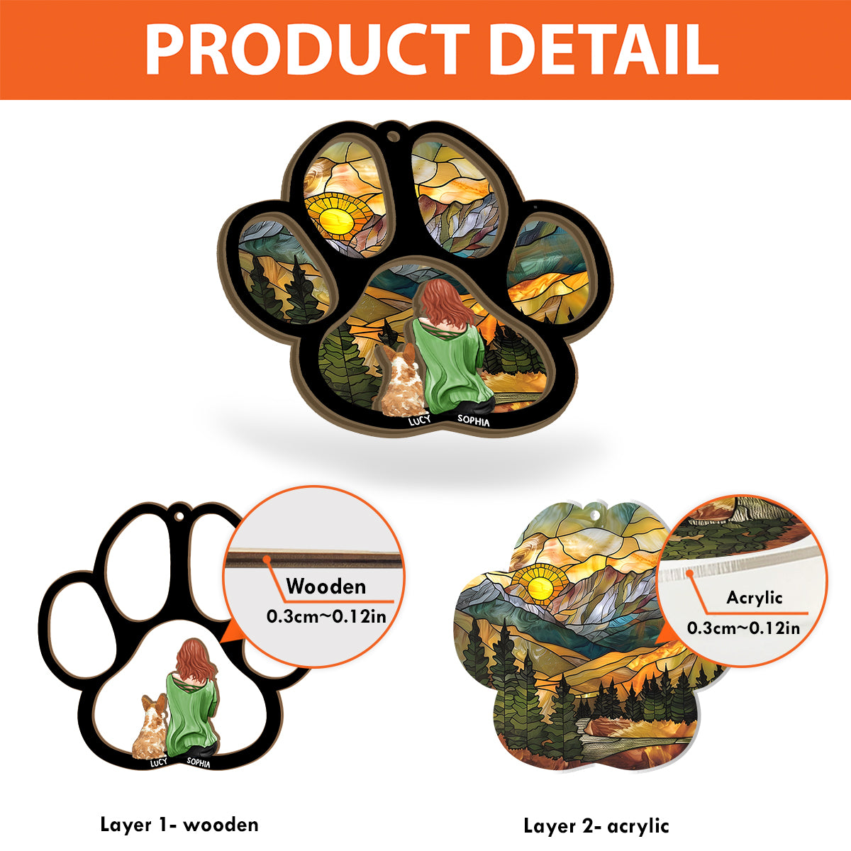 A Girl And Her Dog A Bond That Can't Be Broken - Personalized Dog 2 Layered Window Hanging Suncatcher