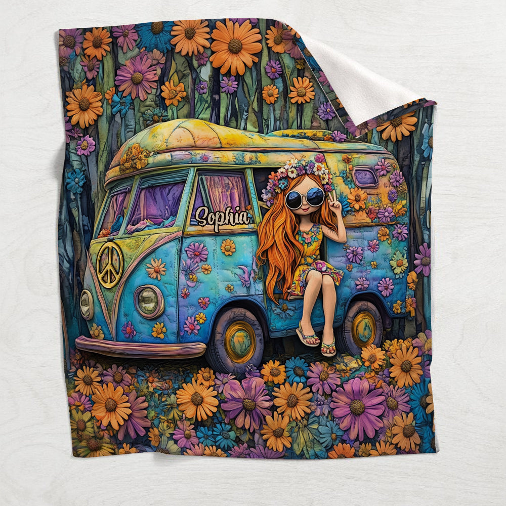 Awesome Caravan - Personalized Hippie Blanket