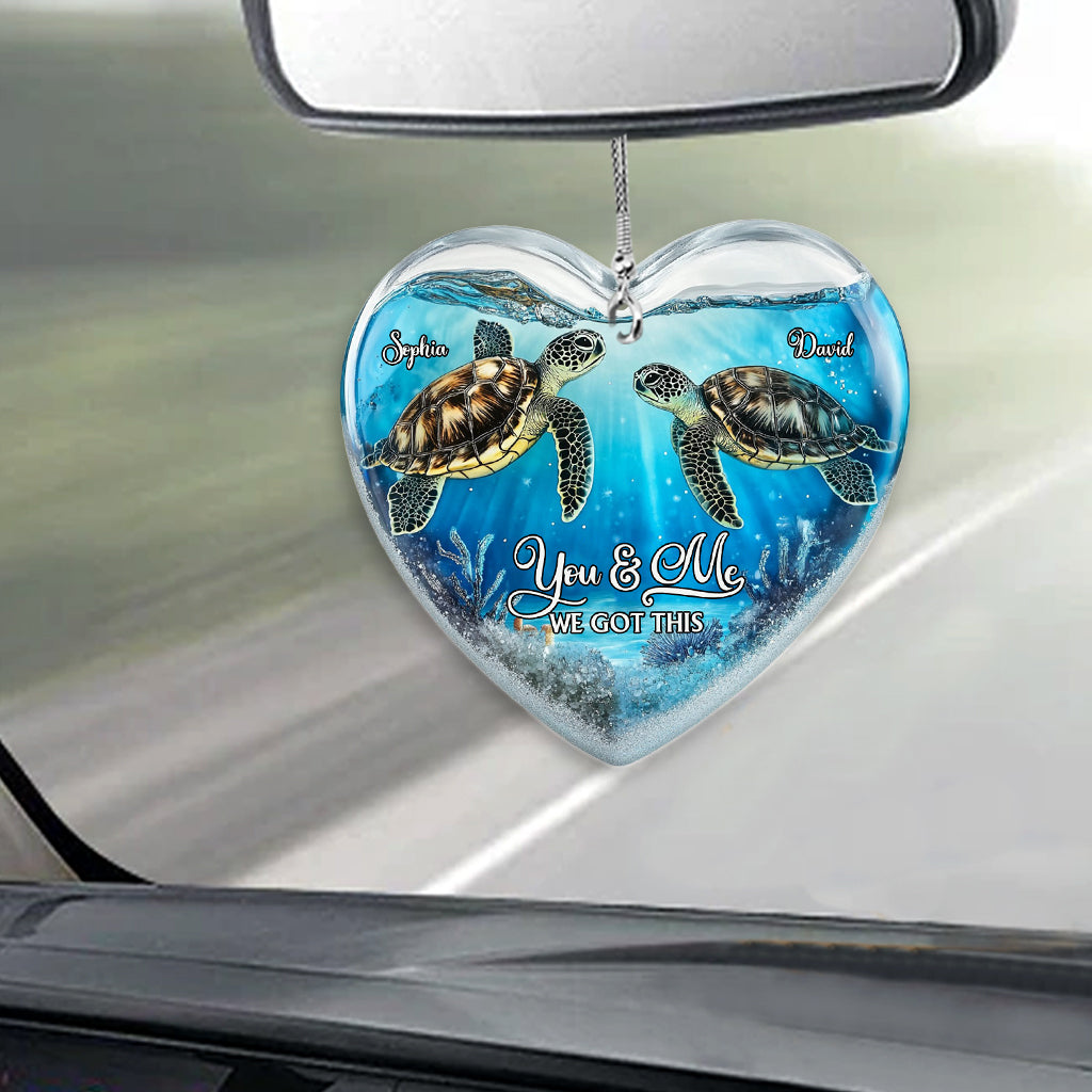 You & Me We Got This - Personalized Turtle Transparent Car Ornament