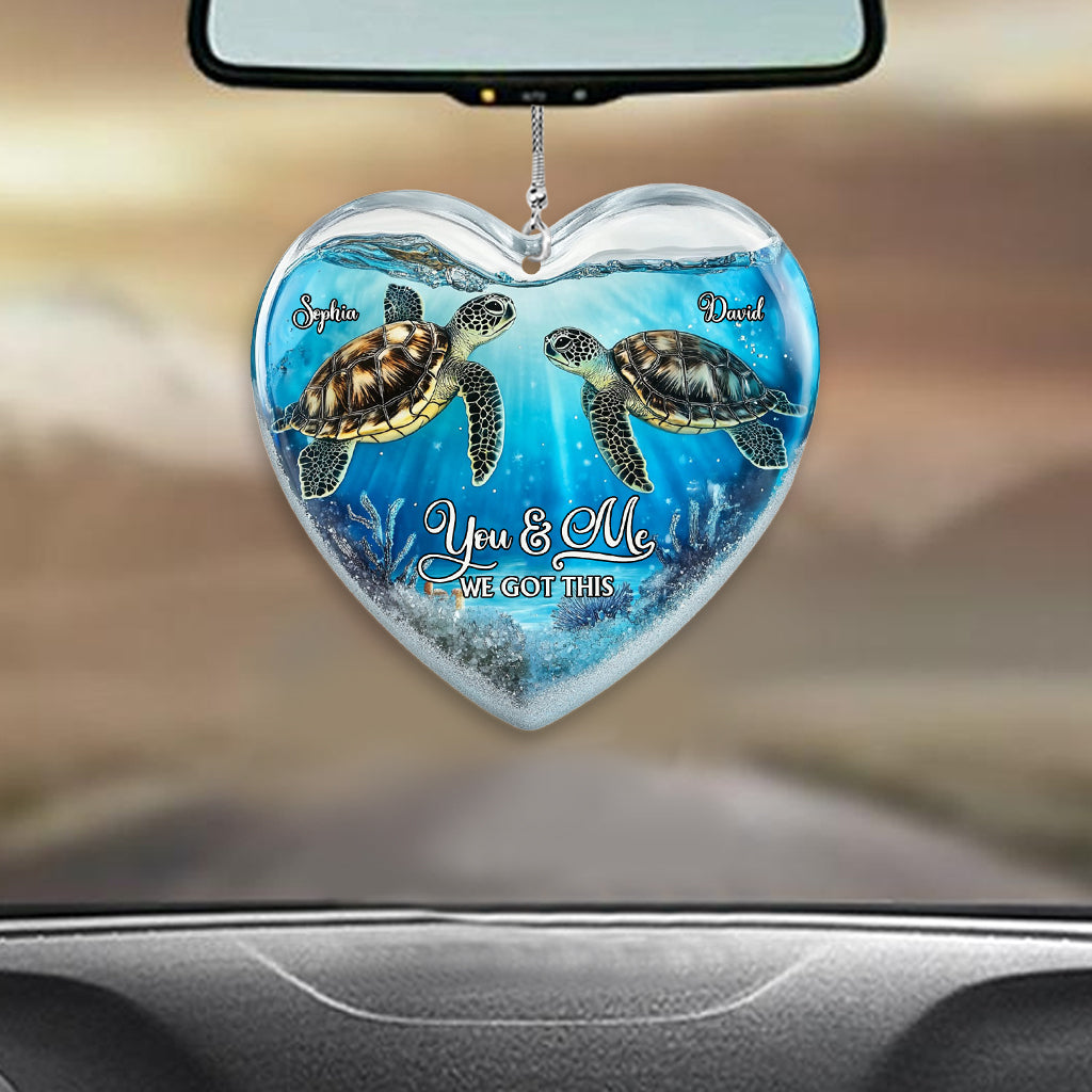 You & Me We Got This - Personalized Turtle Transparent Car Ornament