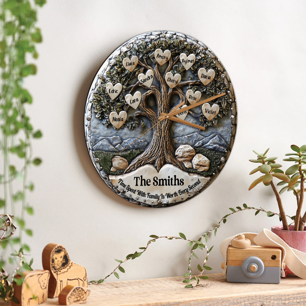 Time Spent With Family Is Worth Every Second - Personalized Family Wall Clock