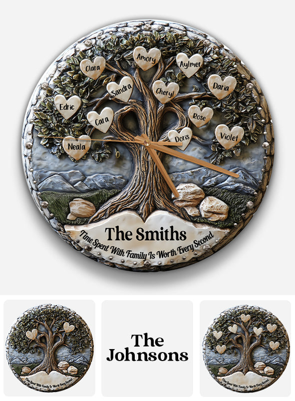 Time Spent With Family Is Worth Every Second - Personalized Family Wall Clock