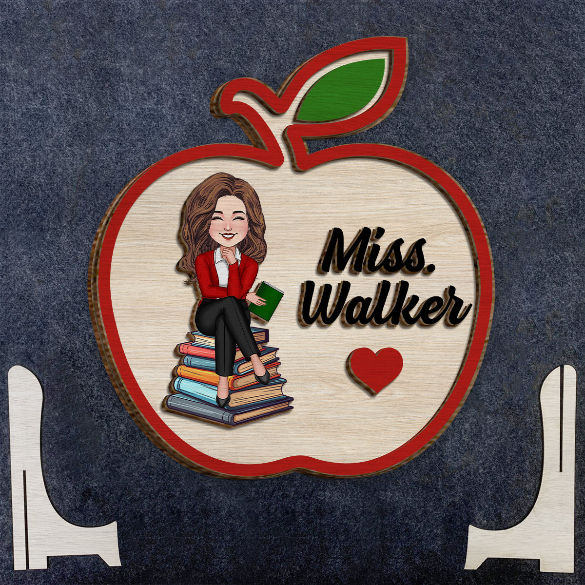 Teacher Apple Sign - Personalized Teacher 2 Layered Wood Sign / Wood Plaque