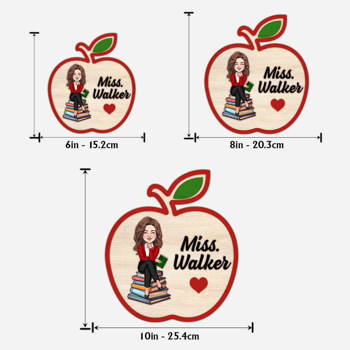 Teacher Apple Sign - Personalized Teacher 2 Layered Wood Sign / Wood Plaque