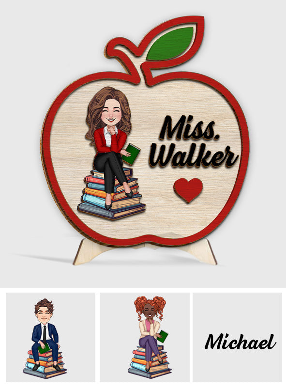 Teacher Apple Sign - Personalized Teacher 2 Layered Wood Sign / Wood Plaque