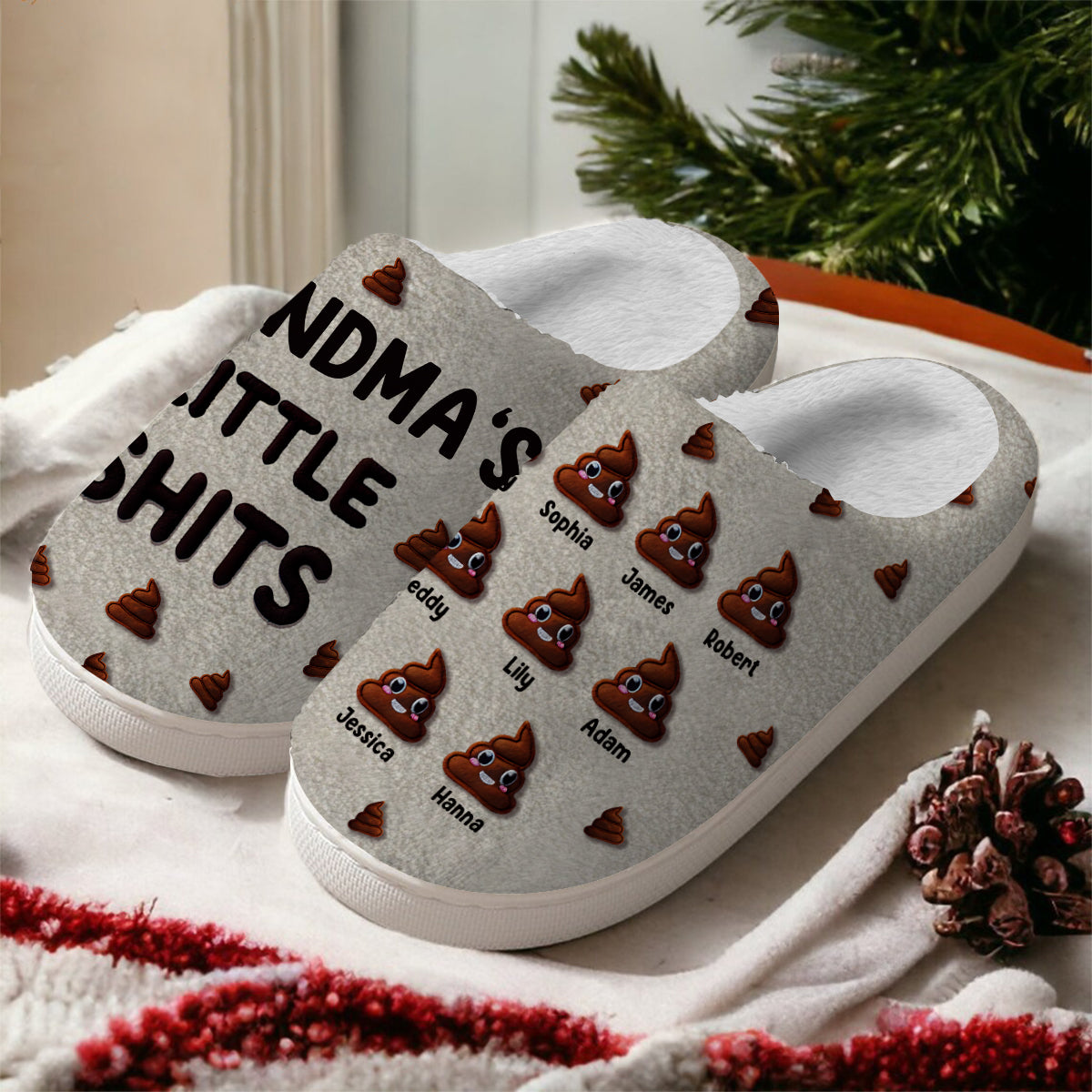 Grandma's Little Shits - Personalized Grandma Slippers