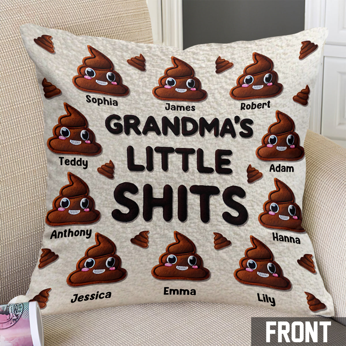 Grandma Nana Mama Little Shits - Personalized Grandma Throw Pillow