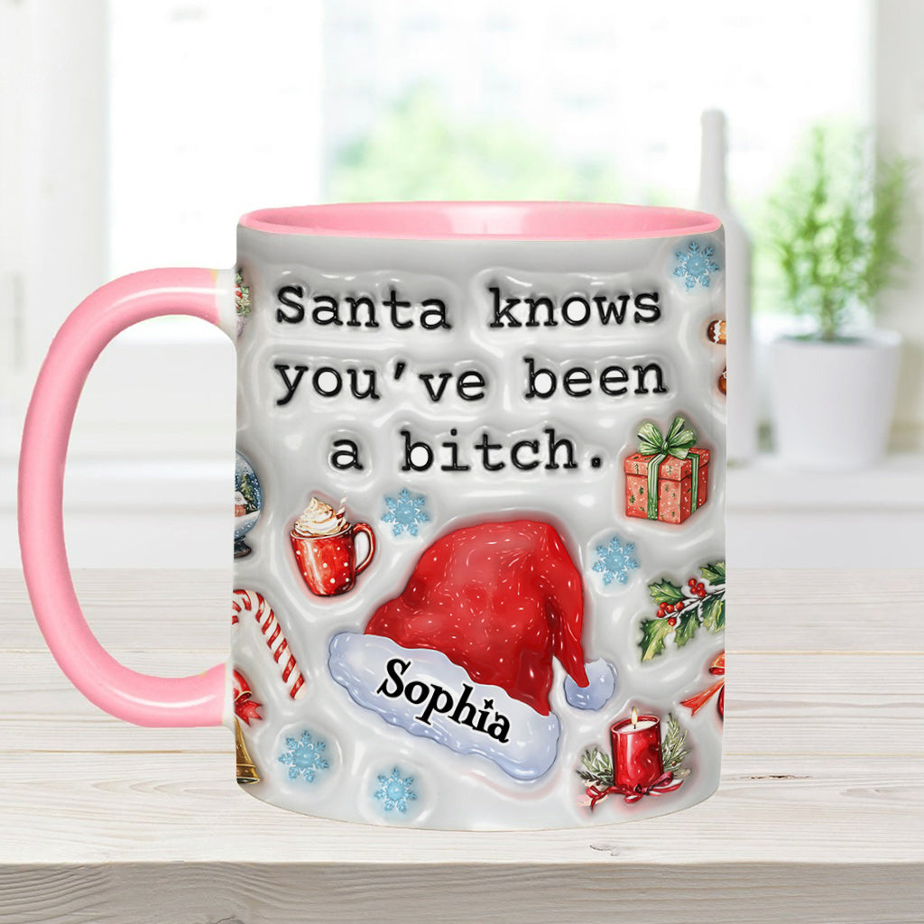 Santa Knows - Personalized Bestie Accent Mug