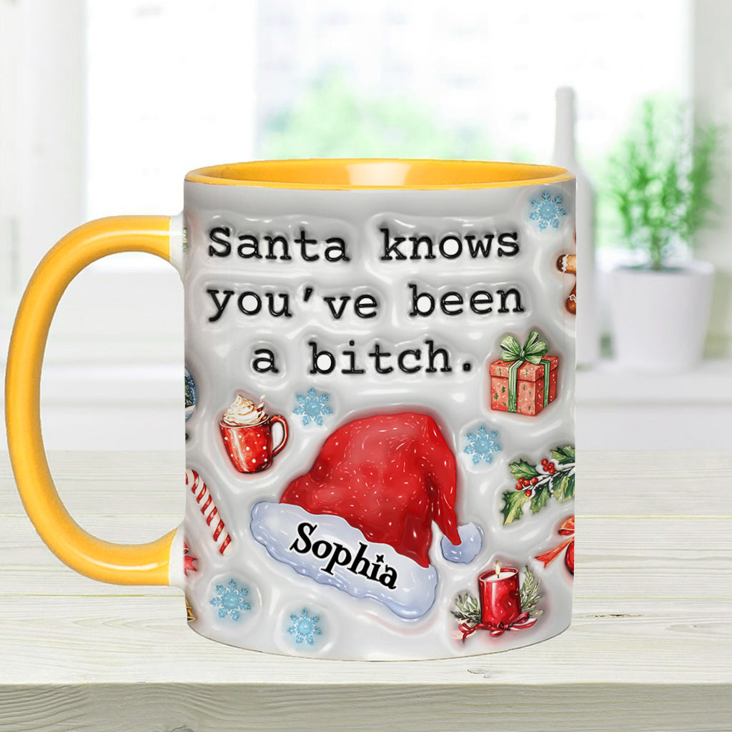 Santa Knows - Personalized Bestie Accent Mug