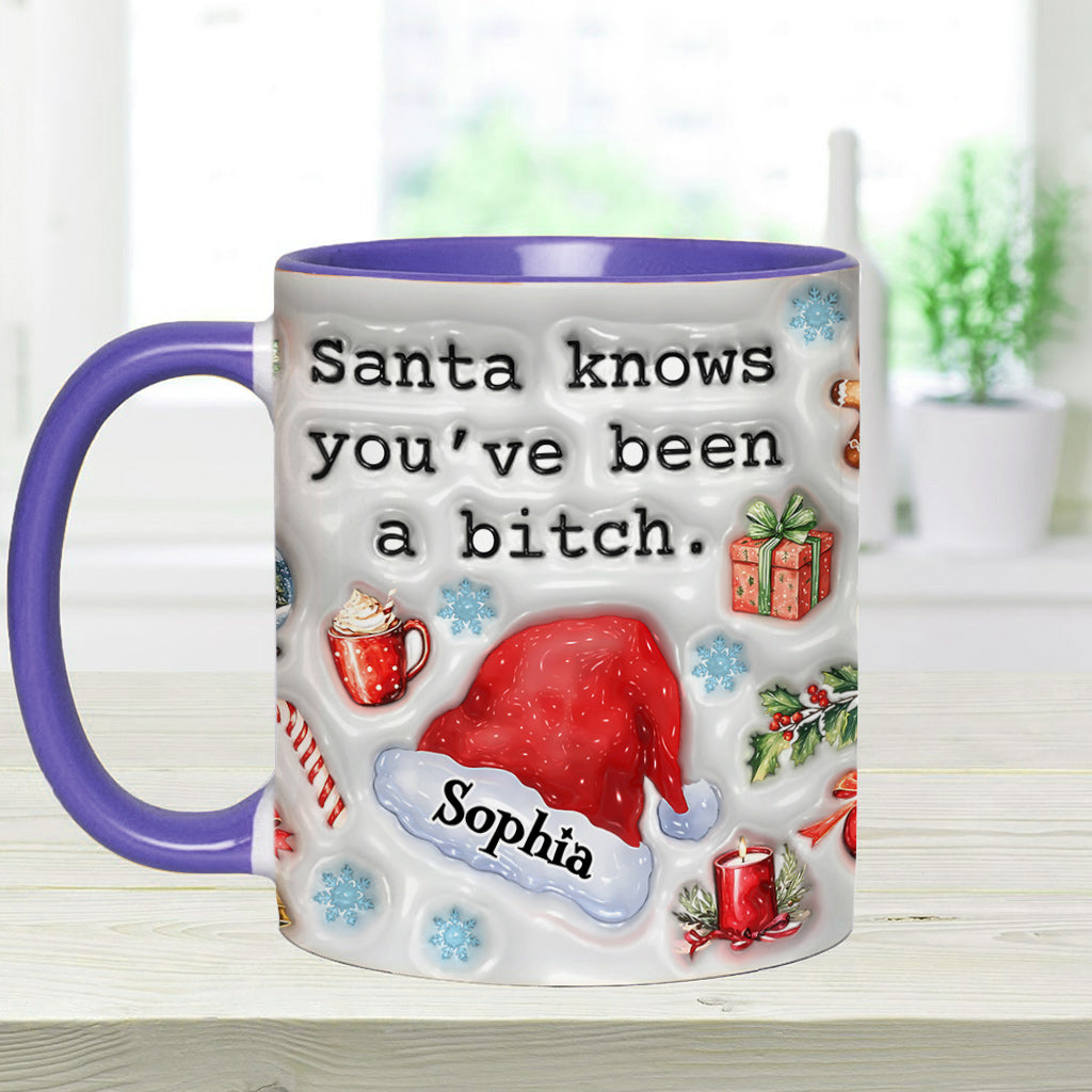 Santa Knows - Personalized Bestie Accent Mug