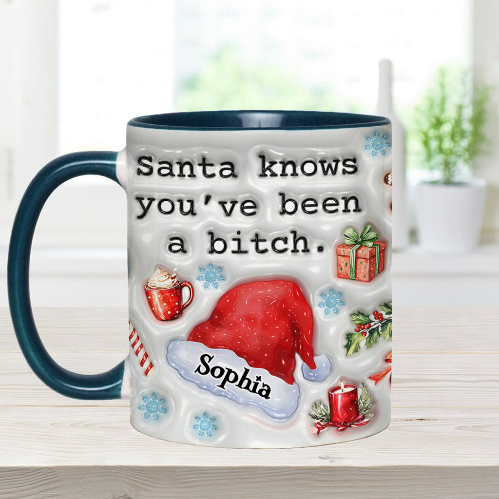 Santa Knows - Personalized Bestie Accent Mug