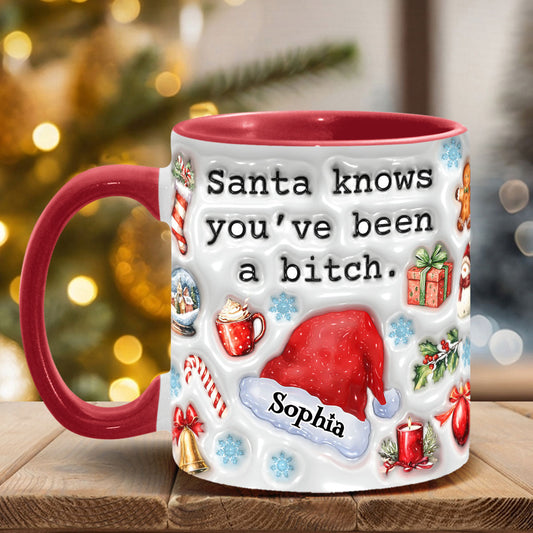 Santa Knows - Personalized Bestie Accent Mug
