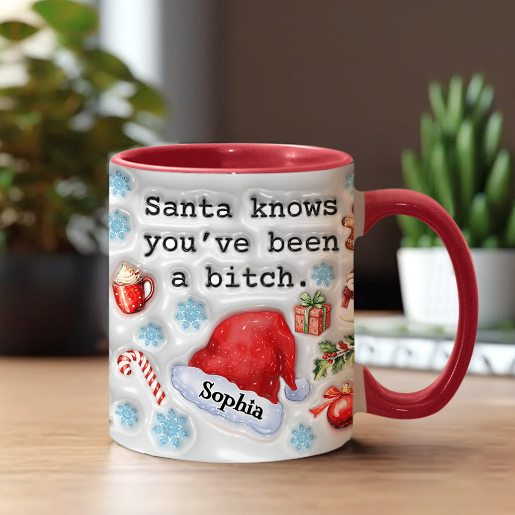 Santa Knows - Personalized Bestie Accent Mug