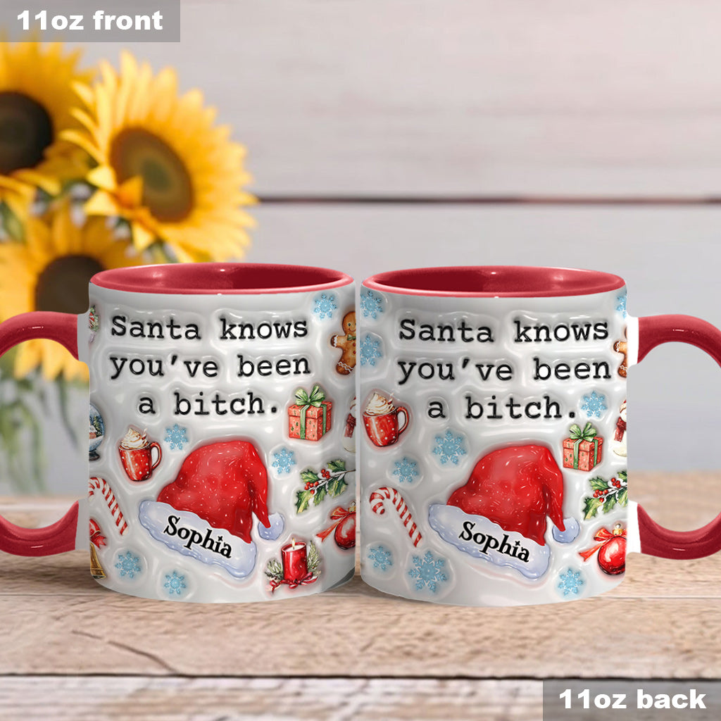Santa Knows - Personalized Bestie Accent Mug