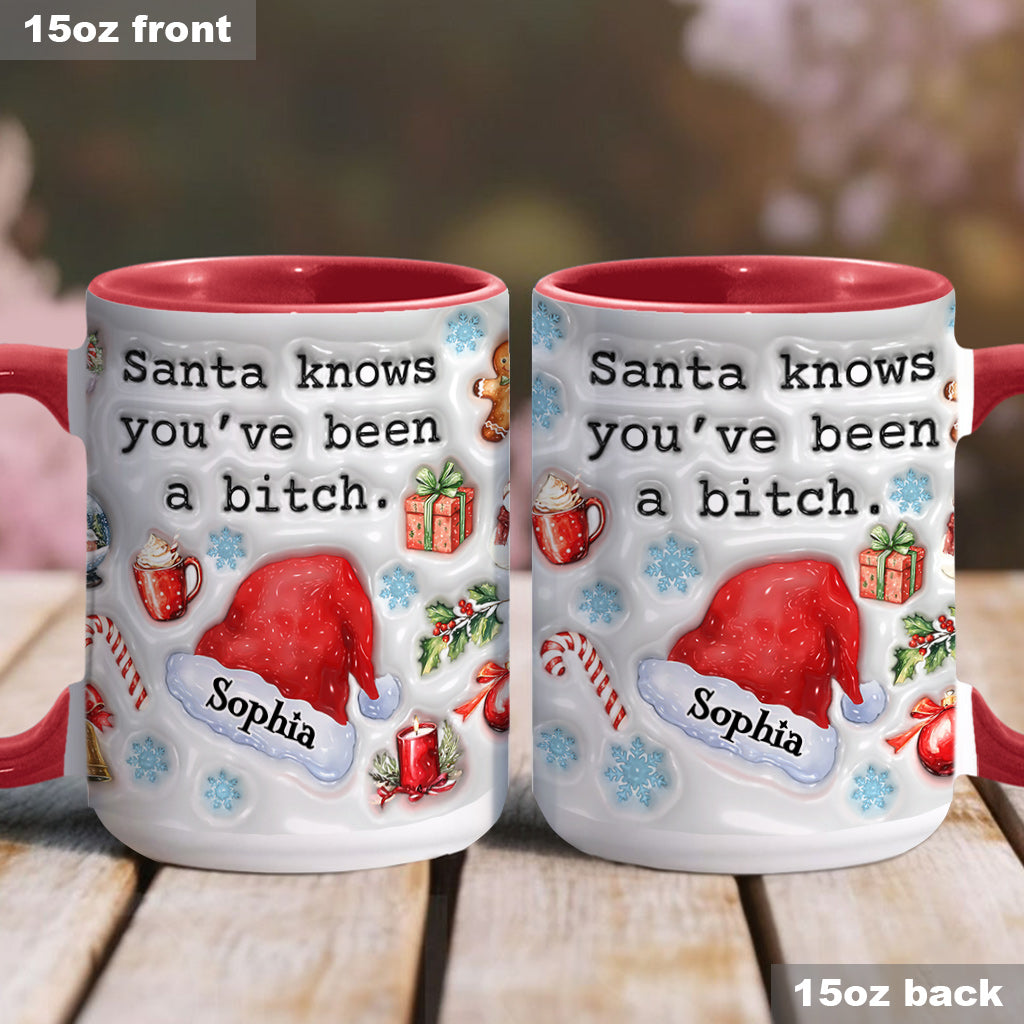 Santa Knows - Personalized Bestie Accent Mug