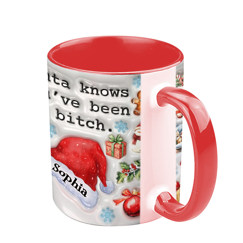 Santa Knows - Personalized Bestie Accent Mug