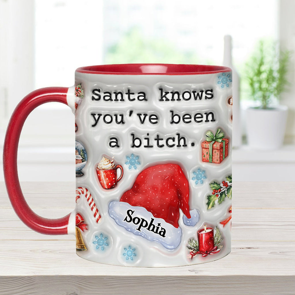 Santa Knows - Personalized Bestie Accent Mug
