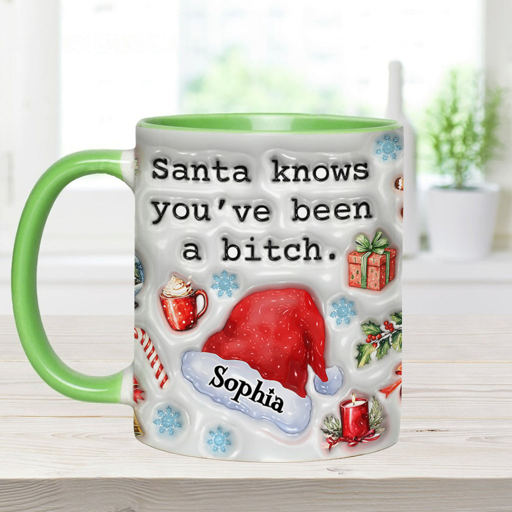 Santa Knows - Personalized Bestie Accent Mug