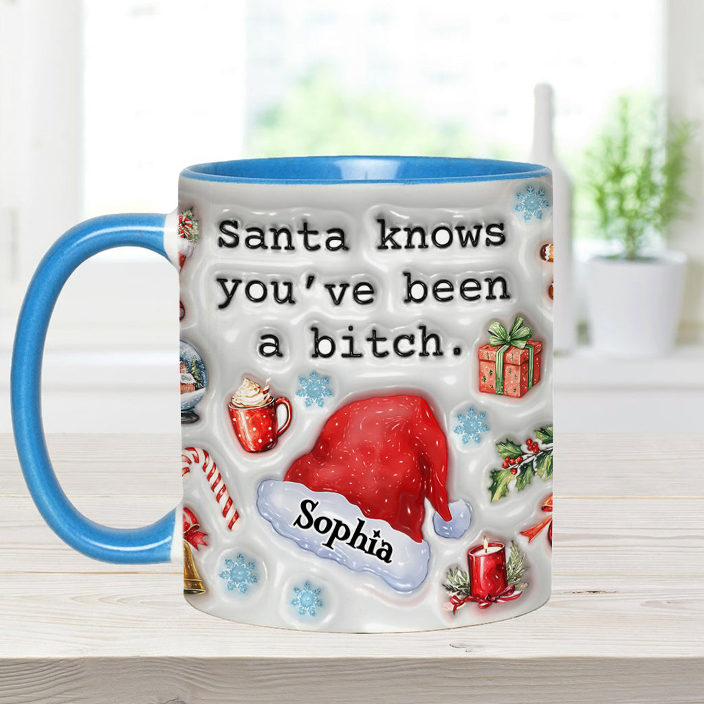 Santa Knows - Personalized Bestie Accent Mug