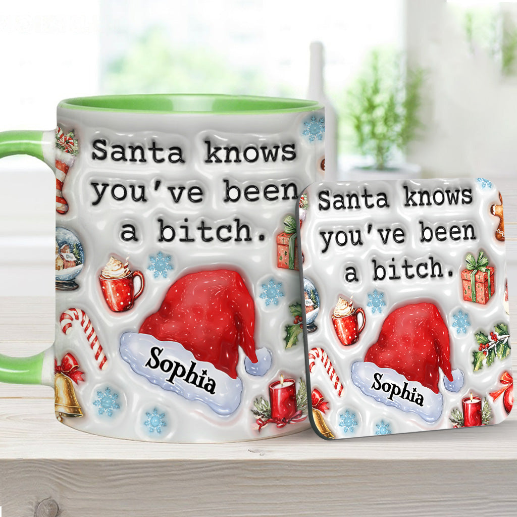 Santa Knows - Personalized Bestie Accent Mug