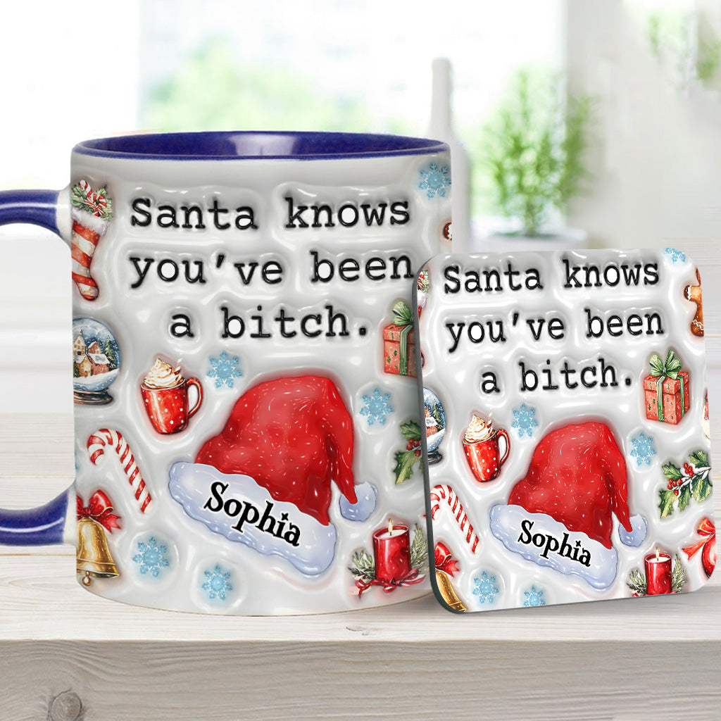 Santa Knows - Personalized Bestie Accent Mug