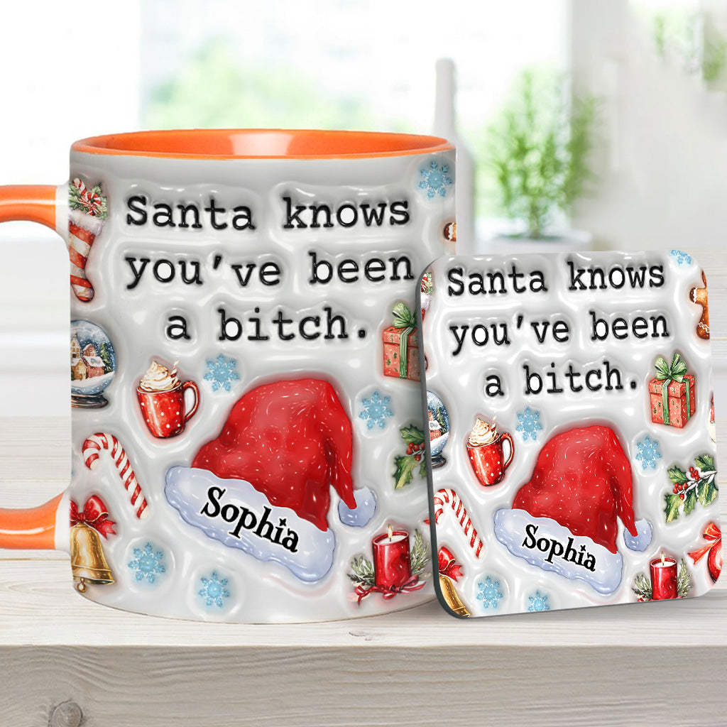 Santa Knows - Personalized Bestie Accent Mug