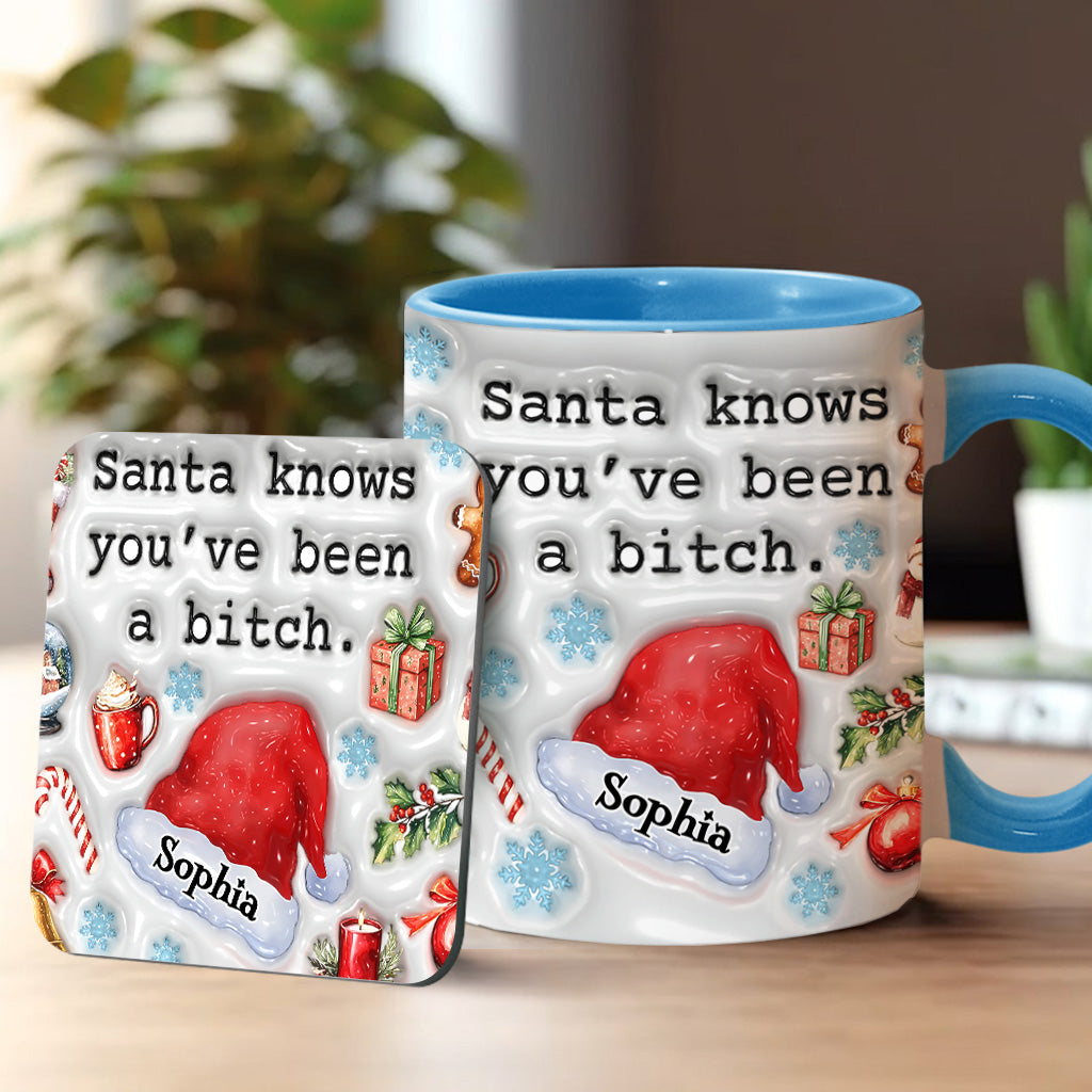 Santa Knows - Personalized Bestie Accent Mug