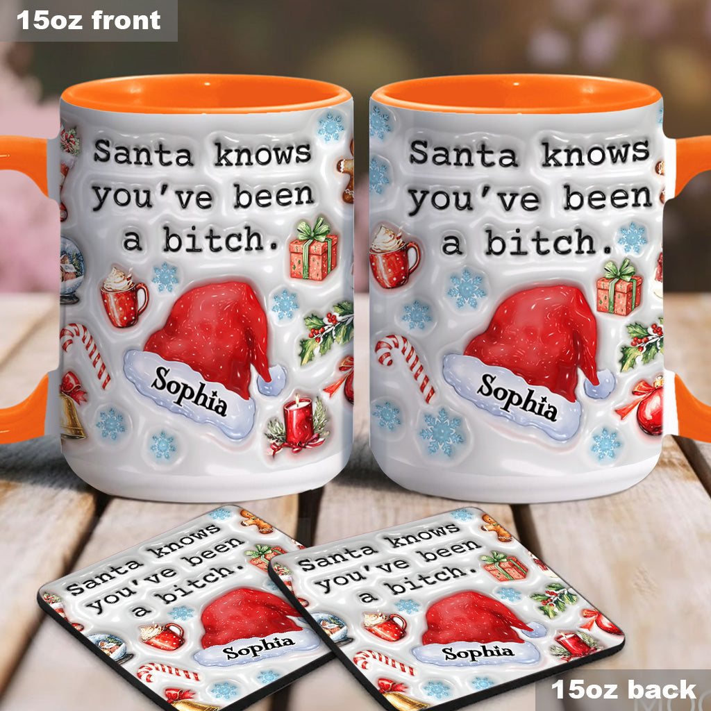 Santa Knows - Personalized Bestie Accent Mug