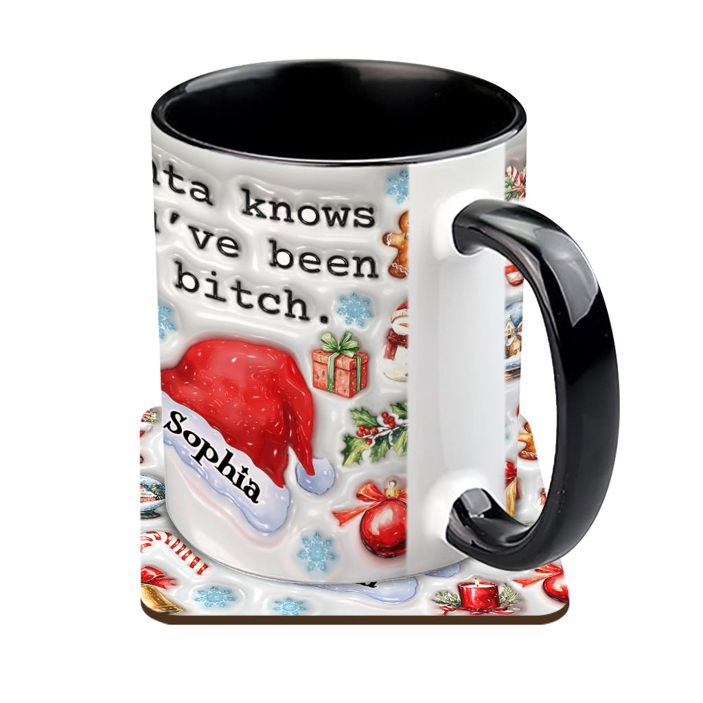 Santa Knows - Personalized Bestie Accent Mug