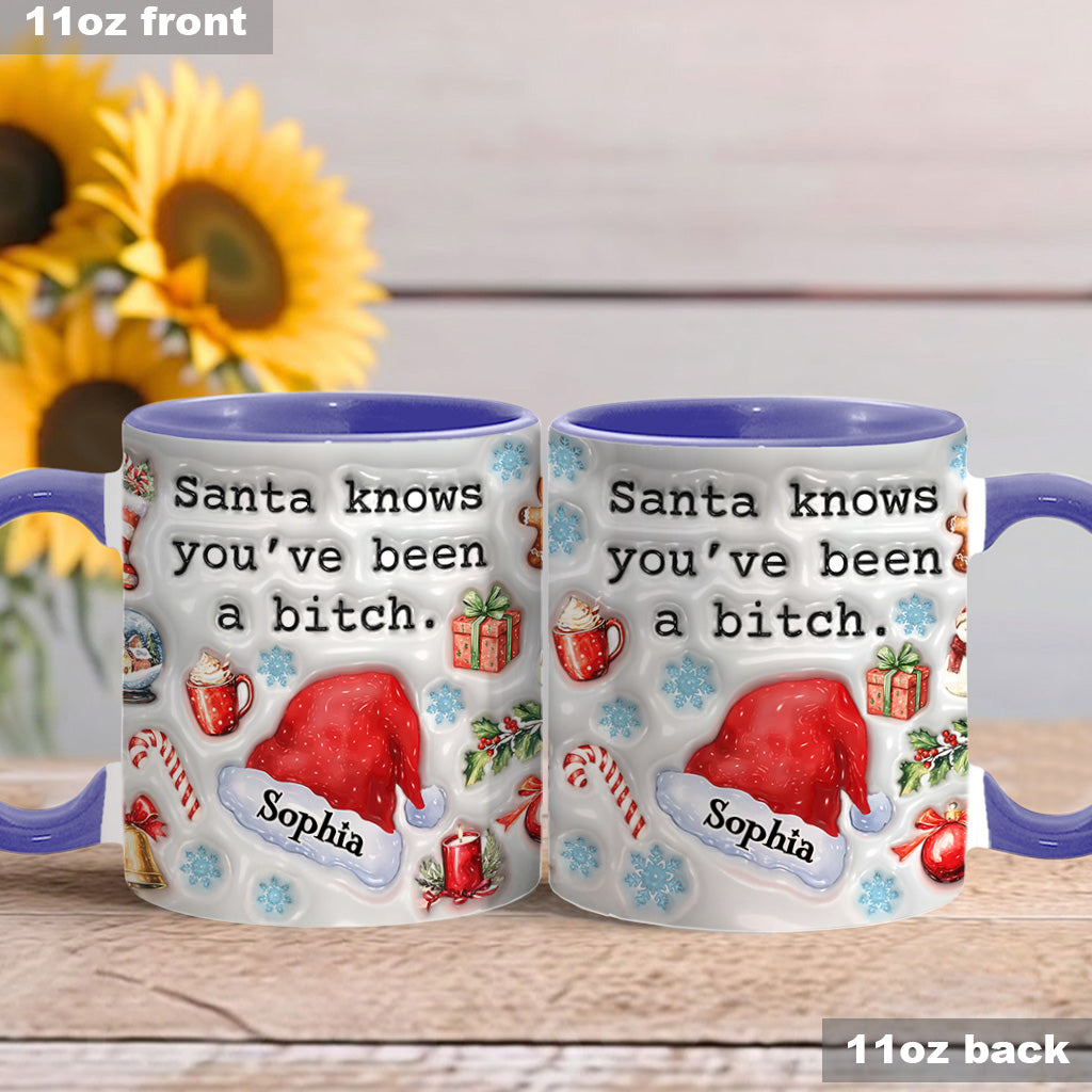 Santa Knows - Personalized Bestie Accent Mug