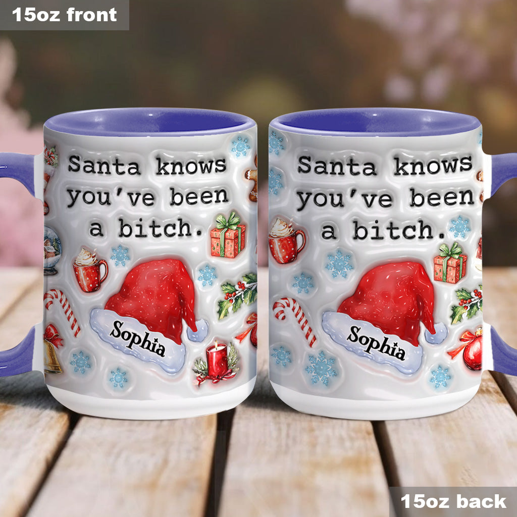 Santa Knows - Personalized Bestie Accent Mug