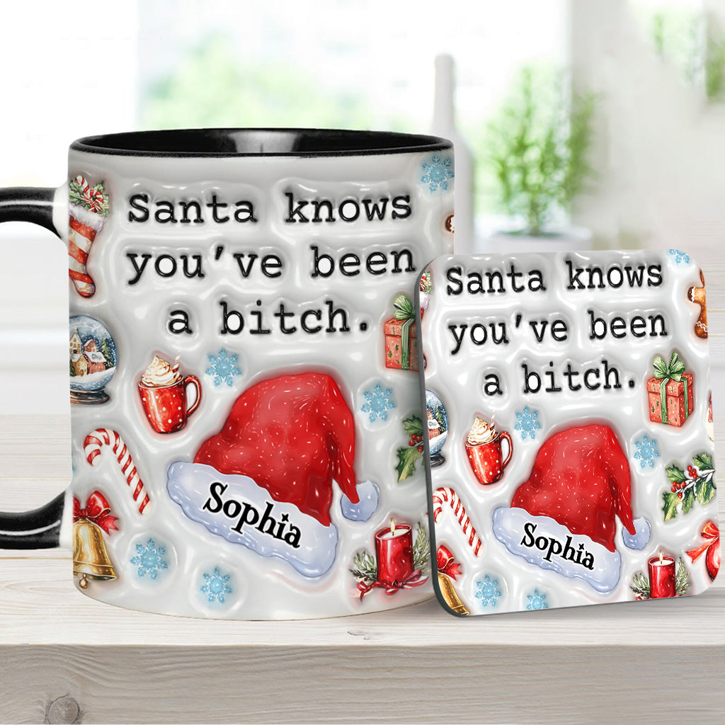 Santa Knows - Personalized Bestie Accent Mug