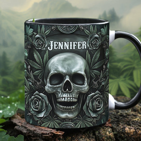 Skull Cannabis Leaf - Personalized Weed Accent Mug
