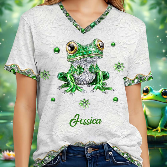 Love Frog - Personalized Frog Fully Printed V-Neck T-Shirt