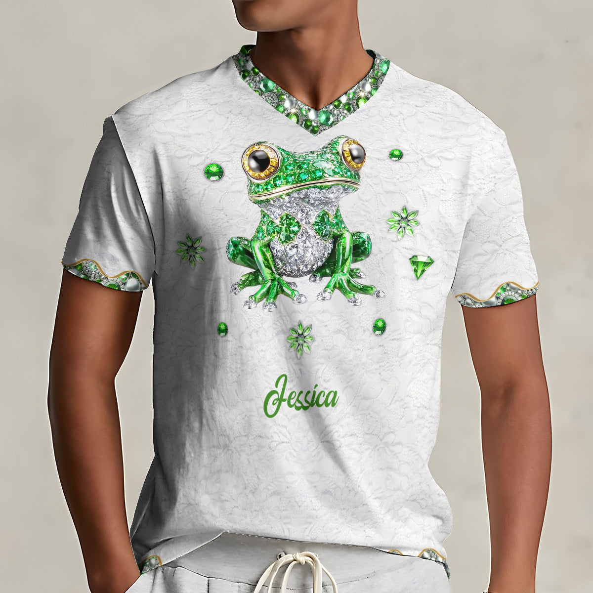 Love Frog - Personalized Frog Fully Printed V-Neck T-Shirt