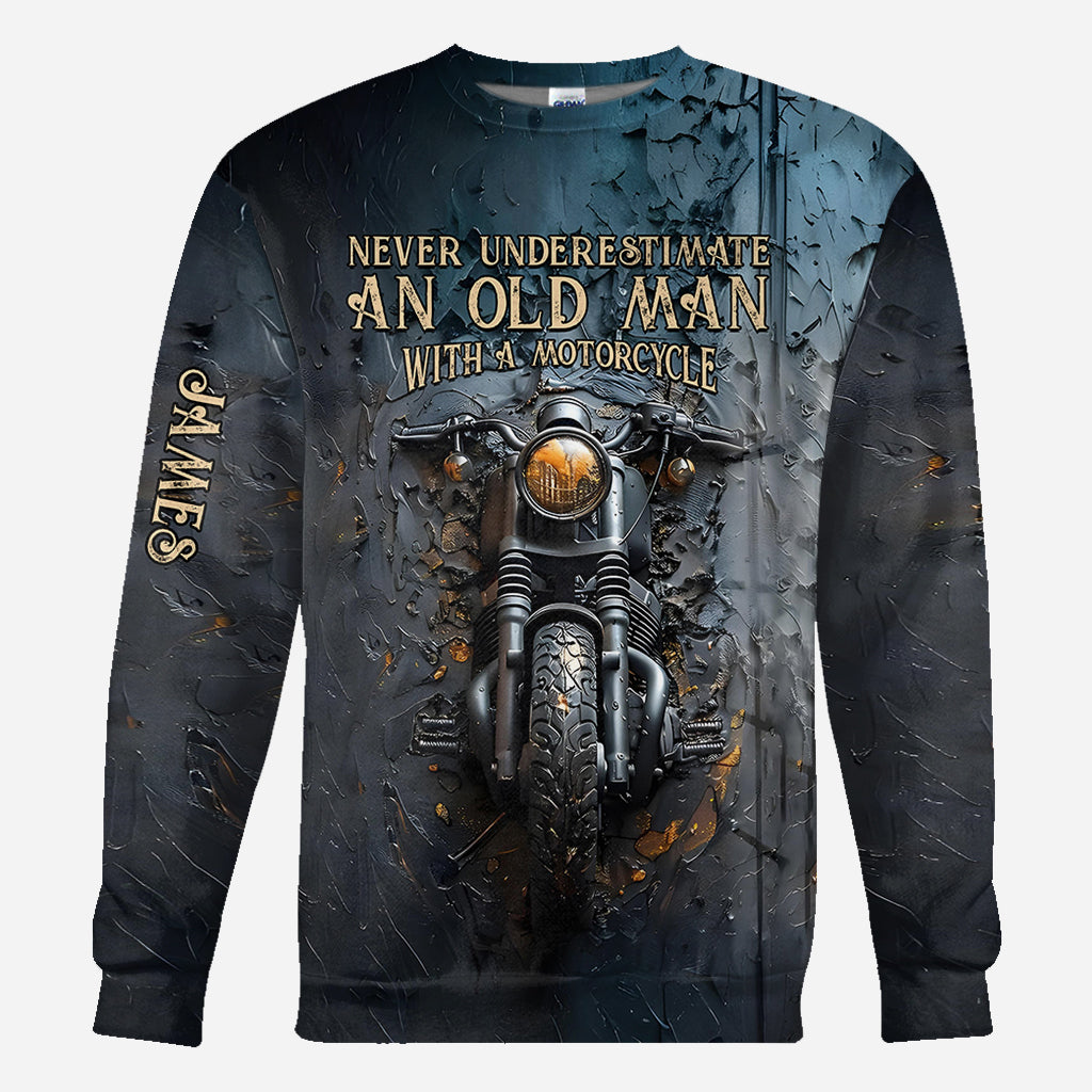 Never Underestimate An Old Man With A Motorcycle - Personalized Biker All Over Shirt