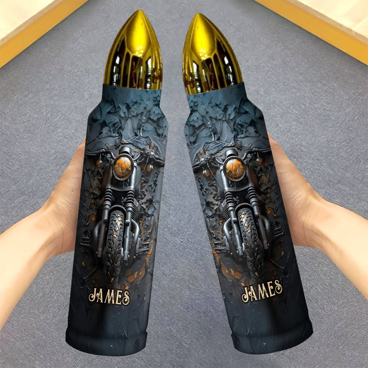 Never Underestimate An Old Man With A Motorcycle - Personalized Biker Bullet Tumbler