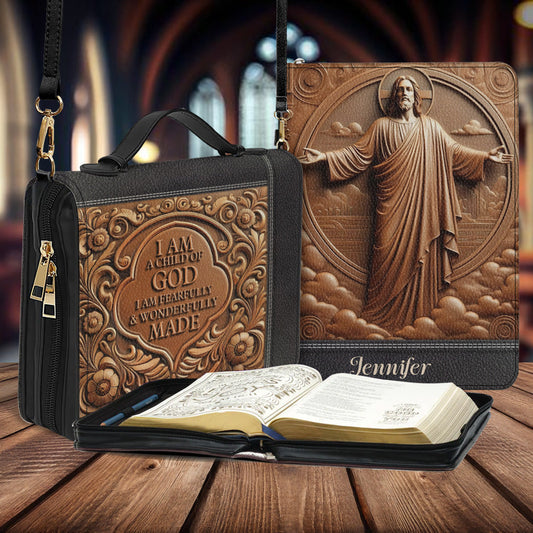 I'm A Child Of God - Personalized Christian Leather Bible Cover Bag