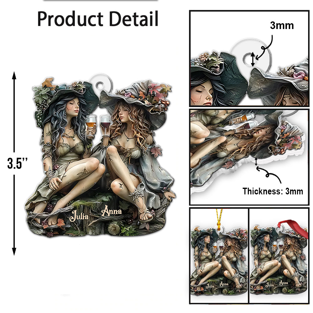 Witch Besties - Personalized Bestie Custom Shaped Ornament