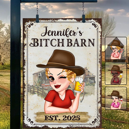 Bitch Barn - Personalized Horse Rectangle Metal Sign