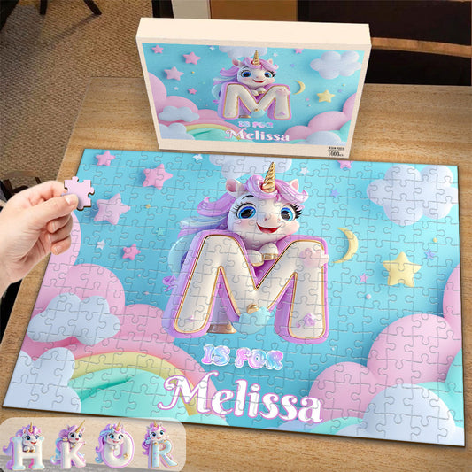 Cute Unicorn Letter - Personalized Kid Jigsaw Puzzle
